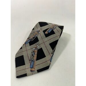 Hathaway Mens Tie Golf Bag Pattern Cotton Woven Tee Time Necktie‎ Plaid